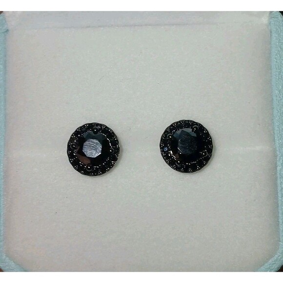 Box Jewelry - Black Moissanite Stud Earrings 1 Carat 2 Types Of Backs With Box